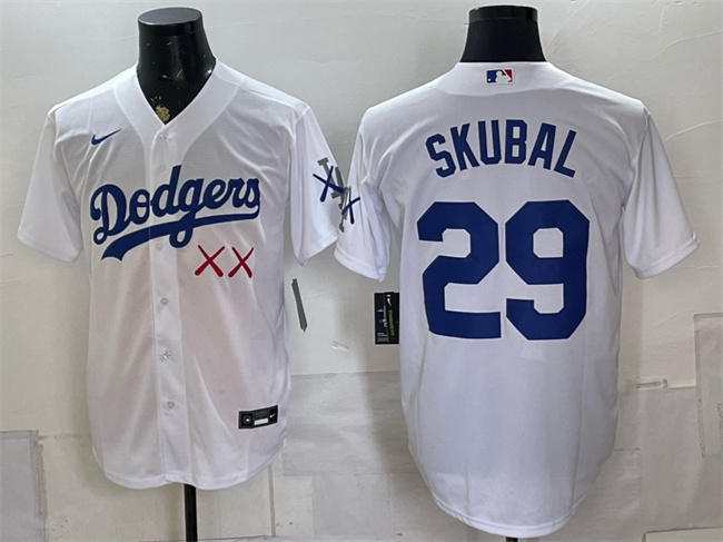 Men's Los Angeles Dodgers x KAWS #29 Tarik Skubal White Vapor Premier Limited Stitched Baseball Jersey